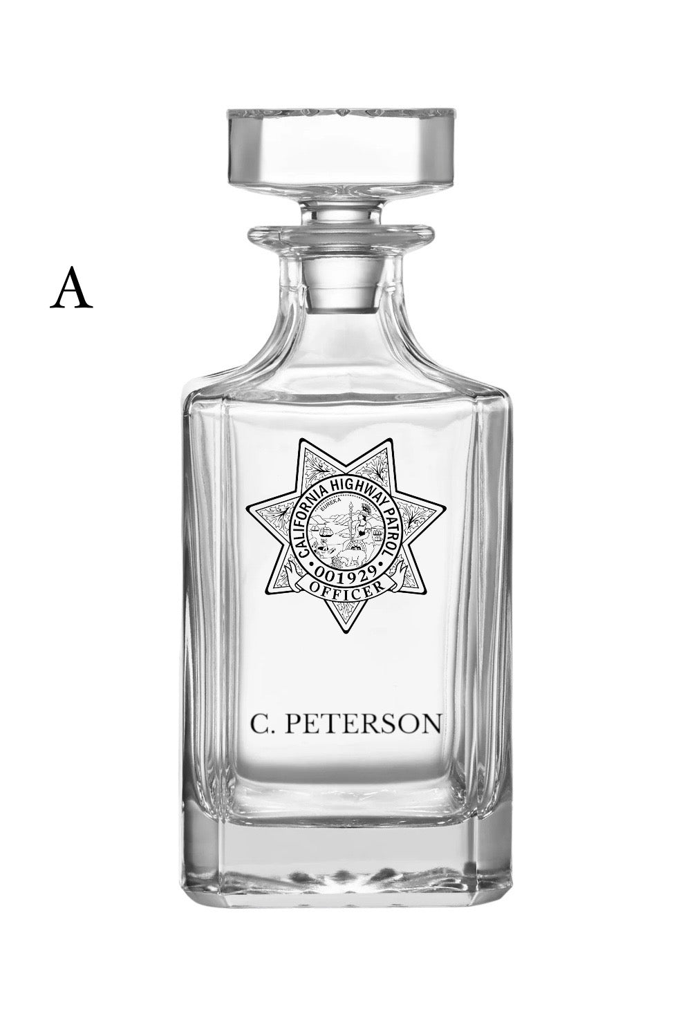 Decanter with Badge, ID & Name.