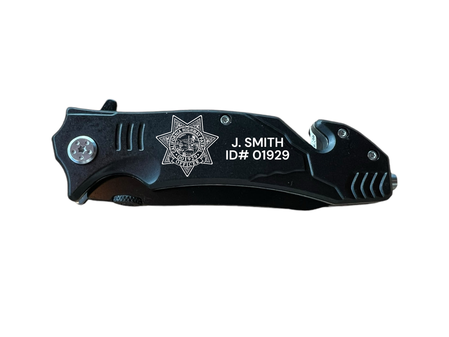 Rescue Knife with Badge, ID & Name.