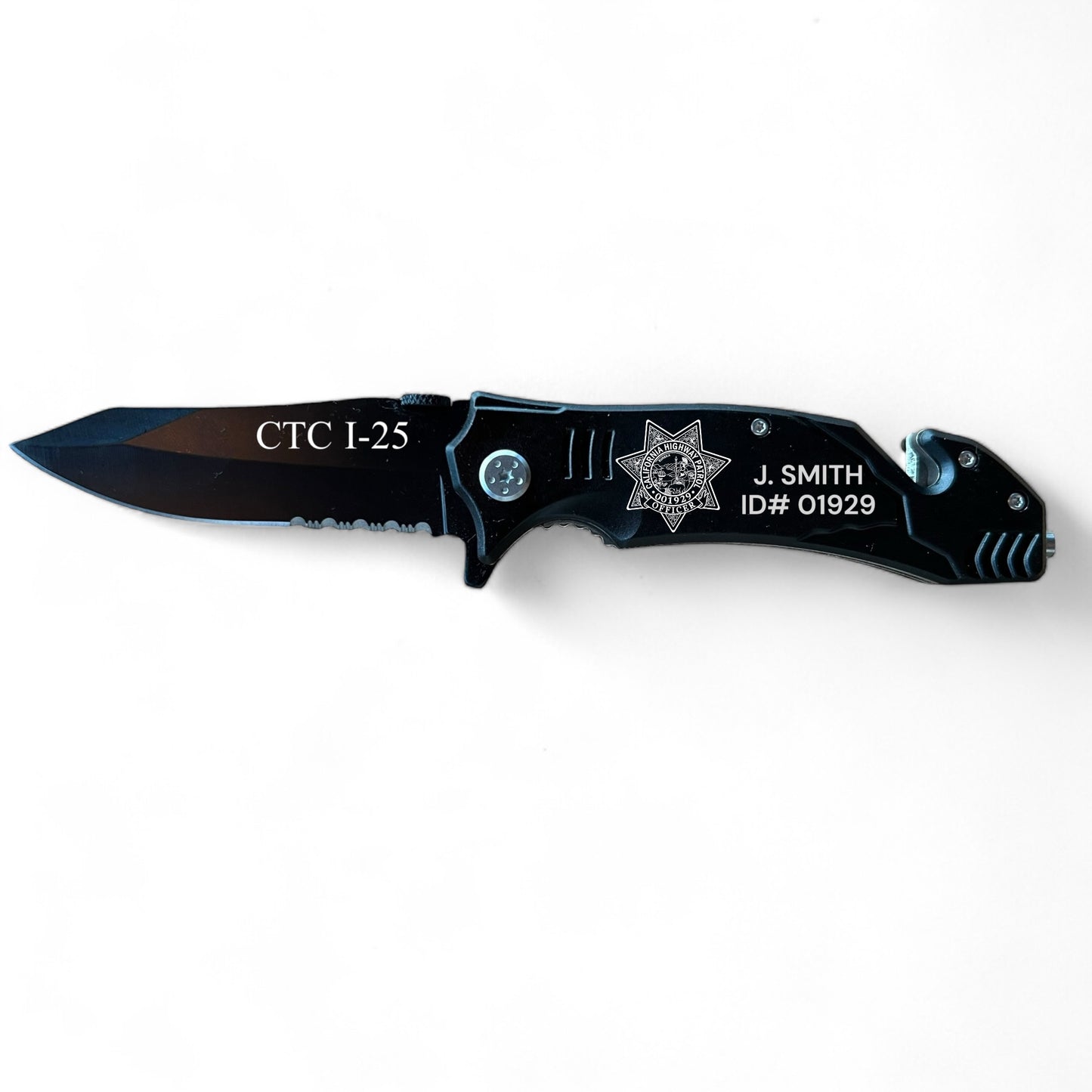 Rescue Knife with Badge, ID & Name.