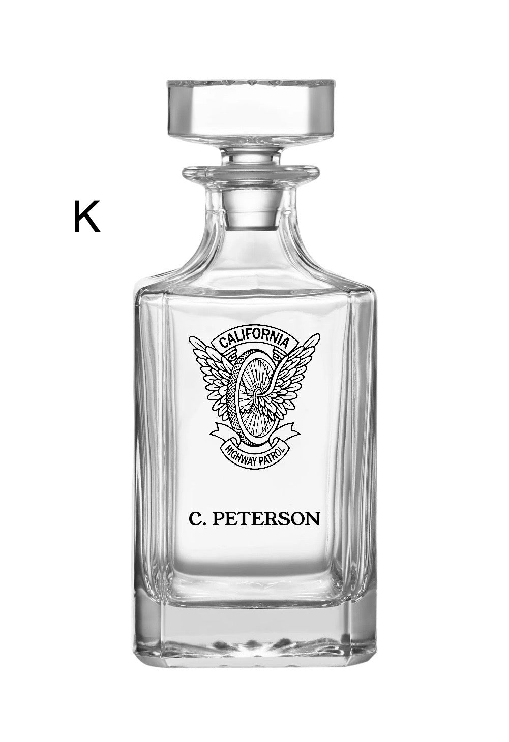 Decanter with Badge, ID & Name.