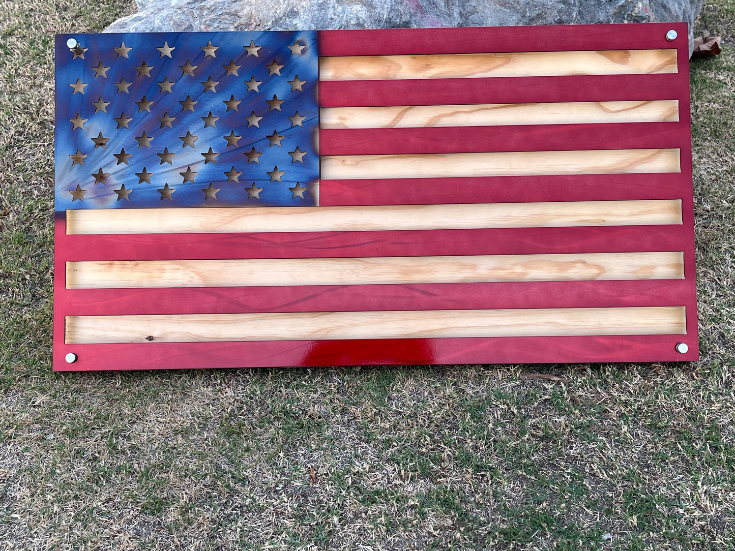 30” American Flag Mounted on wood back.
