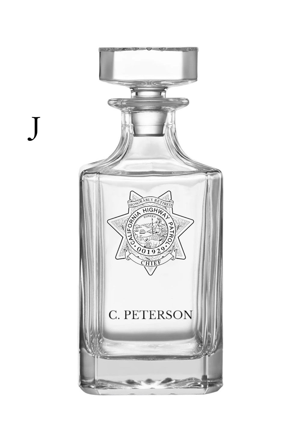 Decanter with Badge, ID & Name.