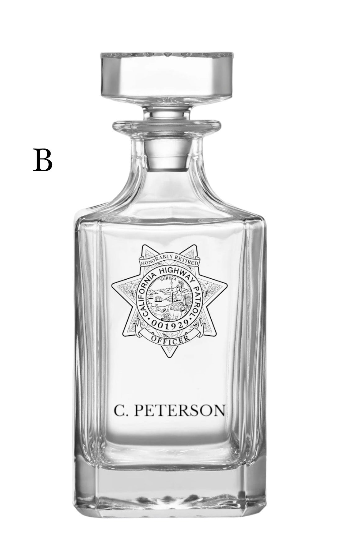 Decanter with Badge, ID & Name.