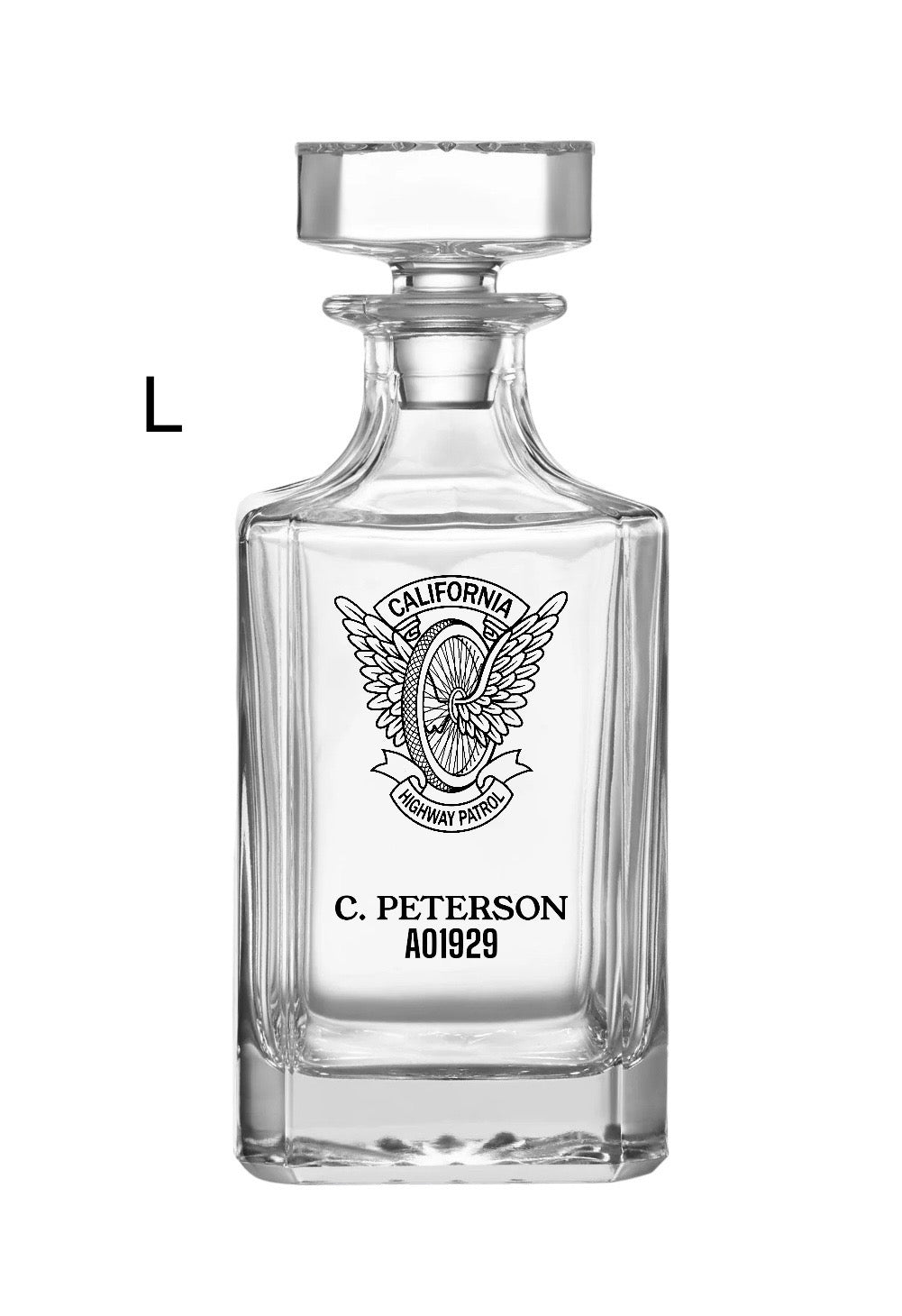 Decanter with Badge, ID & Name.